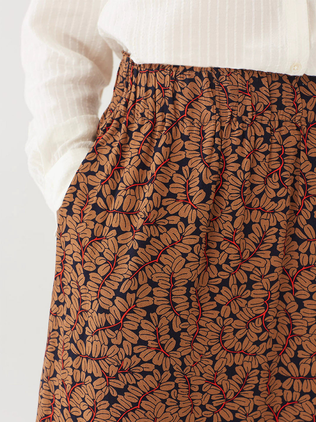"Button Fern Print" Skirt